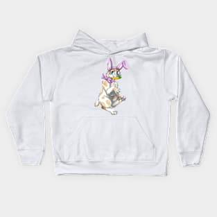 Bobtail BunnyCat: Cream Bicolor Tabby (Pink) Kids Hoodie